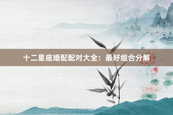 十二星座婚配配对大全：最好组合分解